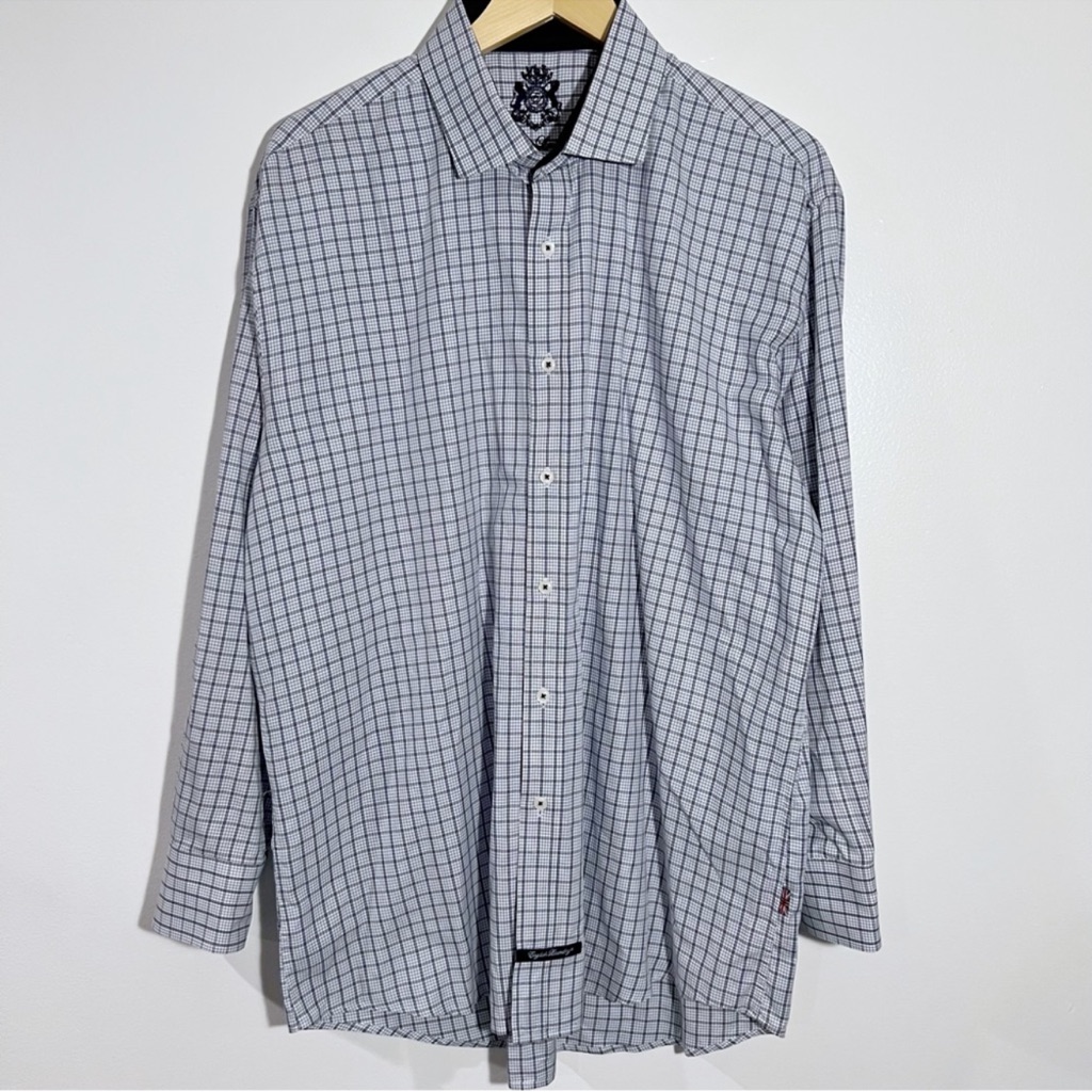 English Laundry Men Tattersall Plaid Long Sleeves Button Down Shirt Neck 17